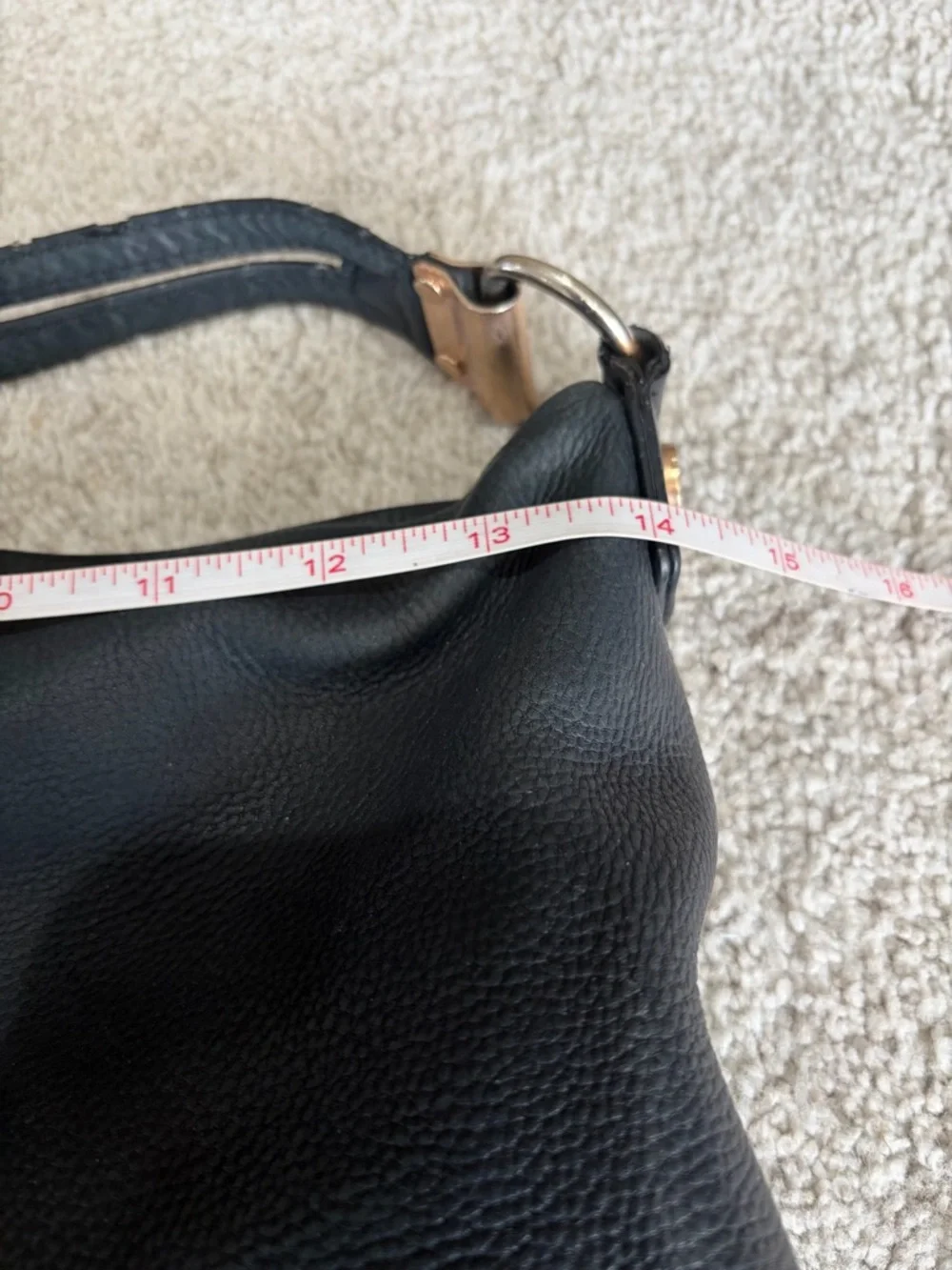 Foley & Corinna Black Leather Shoulder Bag with Modern Gold Accents
